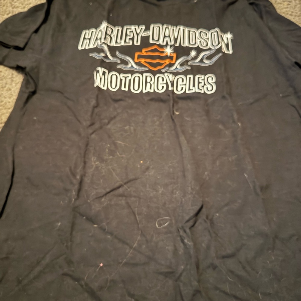 Harley-Davidson Black and Orange Men's Tee
